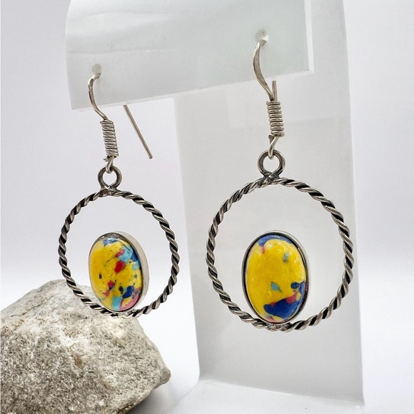 MOSAIC JASPER BOHO EARRINGS - Picture 2 of 7